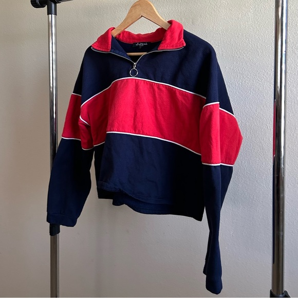 ☀️ MIXED THREADS Color Block Chest Stripe Quarter Zip - Picture 3 of 7